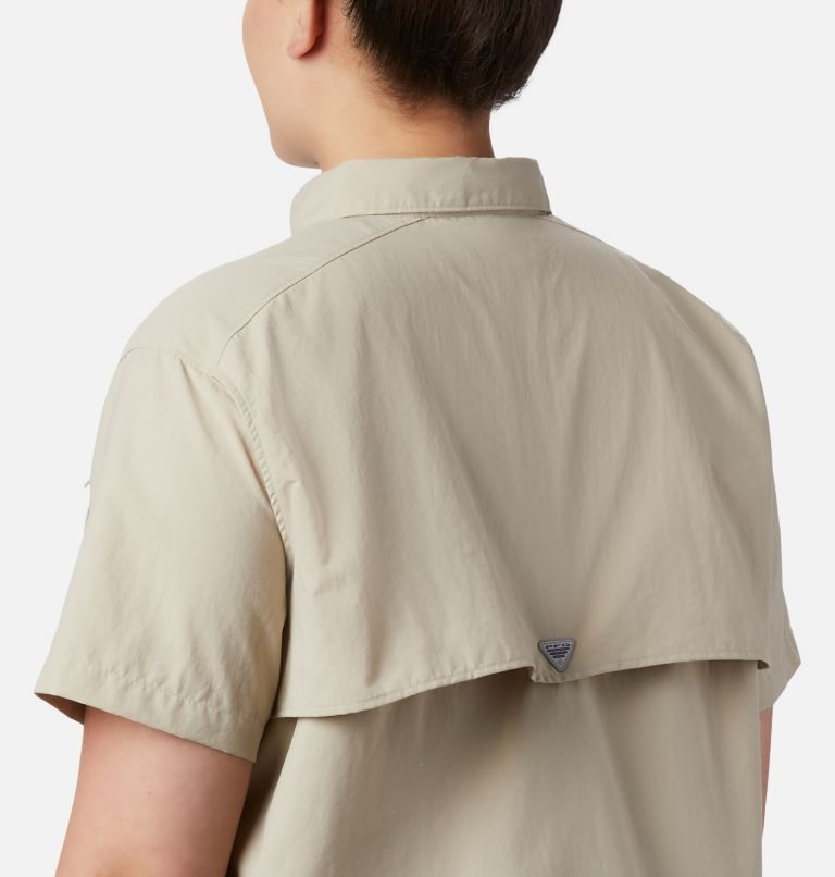 Women's Columbia PFG Bahama Short Sleeve Shirts Khaki | Plus Size CA-DC5L1